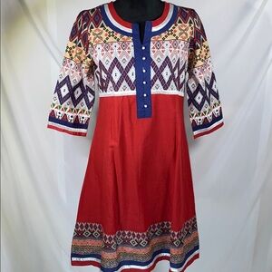 AVAASA Women’s Kurti Red Blue Size Medium